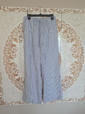Cotton On Blue & White Pinstripe Wide Leg Pants